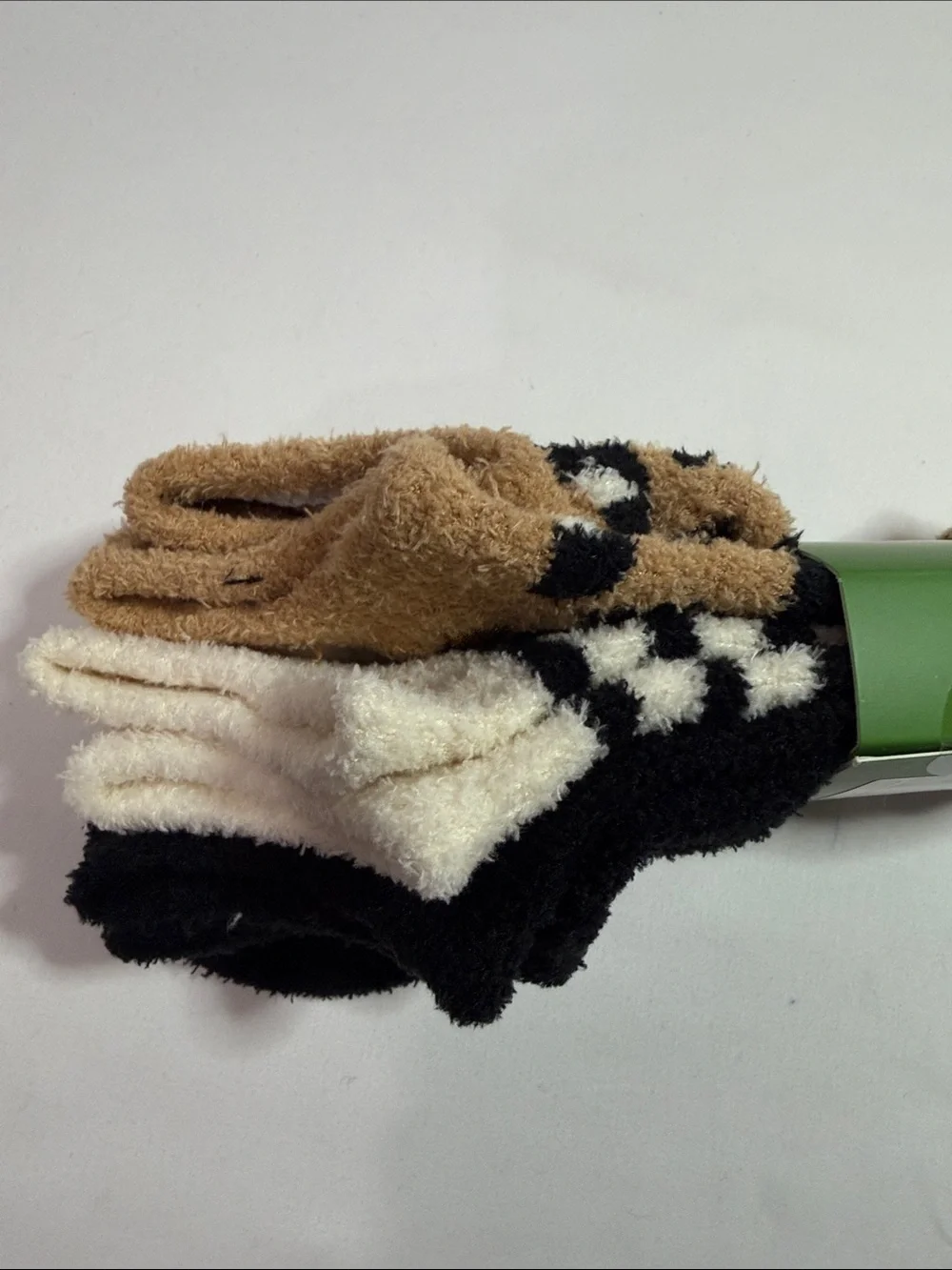 kate spade Leopard Print Fuzzy Ankle Socks in Tan, Black & White‎ set of 3 pairs